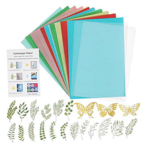 EXAOMBLE 1 Satz Cyanotypie Sonnenempfindliches Papier Blumen- Texturiert Sonnenpapier Diy Zubehör Bausatz Machen Farbe Sonne Kunst Material Sammelalbum Naturfaser-papier von EXAOMBLE