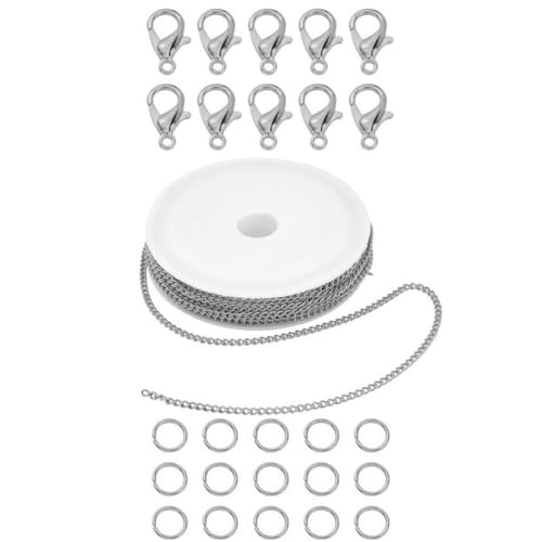 EXAOMBLE 1 Satz DIY Kettenverschluss für Schmuckherstellung Silbern Karabiner und Offenen Ringen für Armbänder und für Kreative Projekte von EXAOMBLE