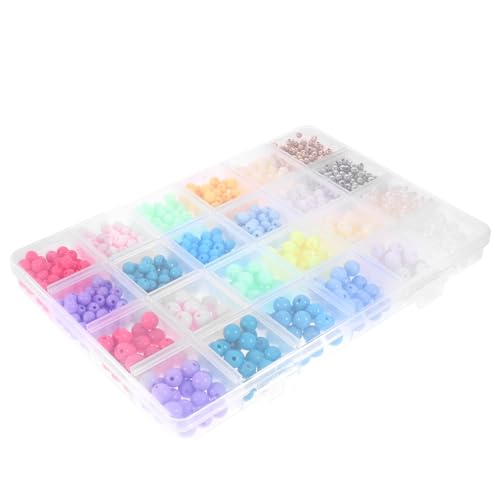 EXAOMBLE 1 Schachtel Acrylperlen Bunten Farben DIY Spacer Perlen für Armbänder und Kreative Bastelprojekte Langlebig und Leicht zu Verarbeiten von EXAOMBLE