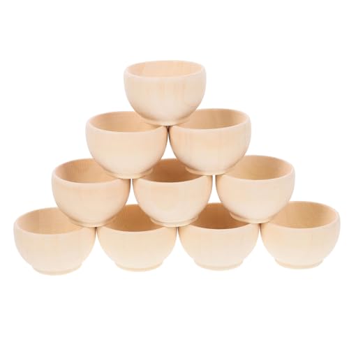 EXAOMBLE 10 Stück Kreative DIY Holzschalen Unlackierte Kleine Schalen für Bastelprojekte zum Bemalen und Dekorieren für Schule und Familie von EXAOMBLE