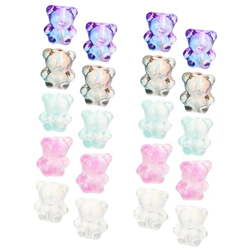 EXAOMBLE 100 Stück Bär Perlen für Schmuckherstellung DIY Glasperlen mit Durchlochung für Armbänder und Langlebig und Leicht Farben Zufällig Zufällige Farbe Zufällige Farbe von EXAOMBLE