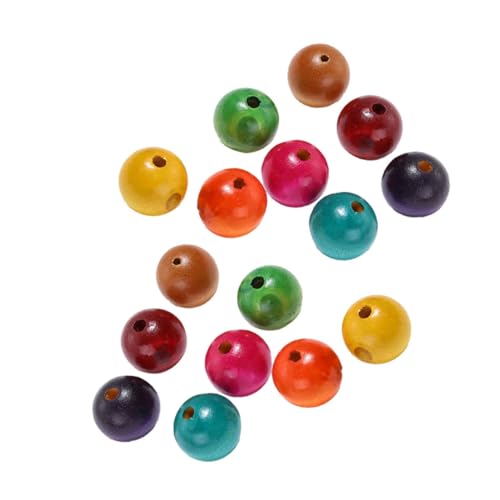 EXAOMBLE 100 Stück Bunte Holzperlen Durchmesser Natürliche Runde Bastelperlen zum Auffädeln Kreative DIY Schmuckherstellung Zubehör für Heimdekoration von EXAOMBLE