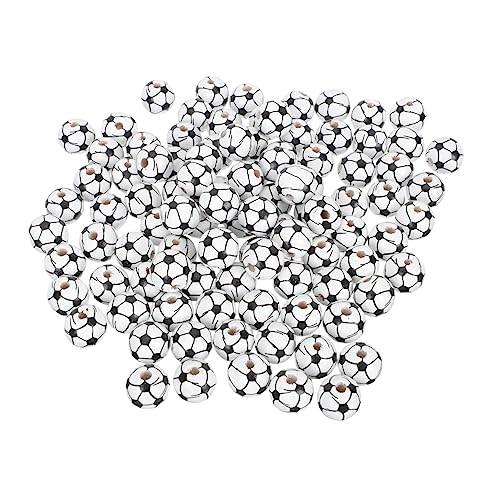EXAOMBLE 100 Stück DIY Fußball Holzperlen Schmuck Zubehör für Armbänder und Bastelprojekte Einzigartige Perlen für Kreative Deko und EXAOMBLE 100 Stück DIY Fußball Holzperlen Schmuck Zubehör für Armbänder und Bastelprojekte Einzigartige Perlen für Kreative Deko und von EXAOMBLE