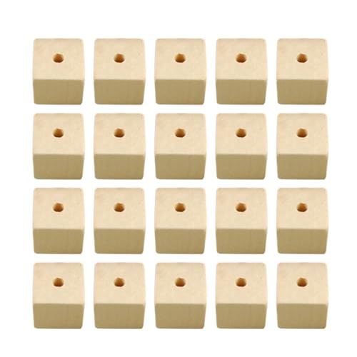 EXAOMBLE 100 Stück Holzperlen Quadratische DIY Schmuckperlen für Armbänder und Bastelarbeiten Handgefertigte Materialien für Kreative Projekte von EXAOMBLE
