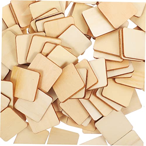 EXAOMBLE 100 Stück Unlackierte Holzquadrate DIY Holzstückchen für Bastelprojekte Malen und Kreative Kinderaktivitäten für Hochzeits und Partydekorationen von EXAOMBLE
