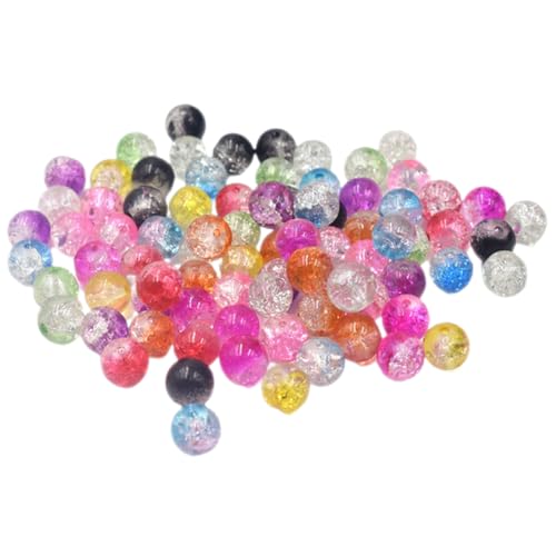 EXAOMBLE 100Stücke Crackle Glasperlen für DIY Schmuck Basteln Zubehör für Armbänder und Projekte Aufbewahrungsbox von EXAOMBLE