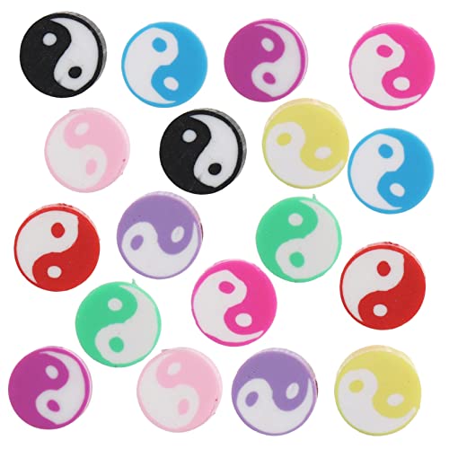 EXAOMBLE 100Stücke Yin Perlen Polymer für DIY Schmuckherstellung Farbige Tai Chi Spacer Perlen für Armbänder und Bastelmaterialien von EXAOMBLE