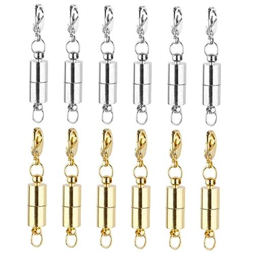 EXAOMBLE 12Stücke Teiliges Magnetischer Schmuckverschluss DIY Schmuck Zubehör mit Goldenen und Silbernen Magnetischen Hummerverschlüssen für Armbänder und Halsketten von EXAOMBLE
