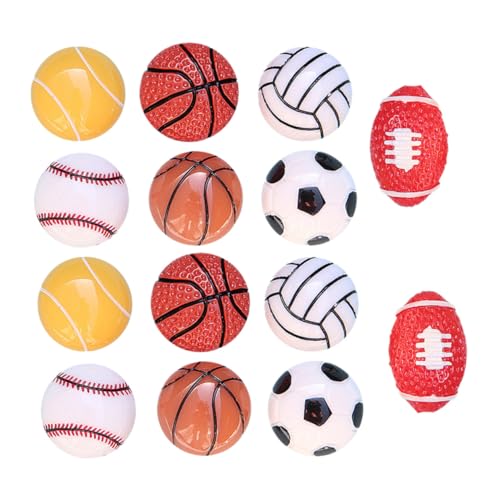 EXAOMBLE 14 Stück Teiliges Resin Spielball Fußball Basketball Flache DIY Schmuckteile für Handwerk Zubehör Geeignet für Haarschmuck Schuhe Taschen und Kreative Bastelprojekte von EXAOMBLE