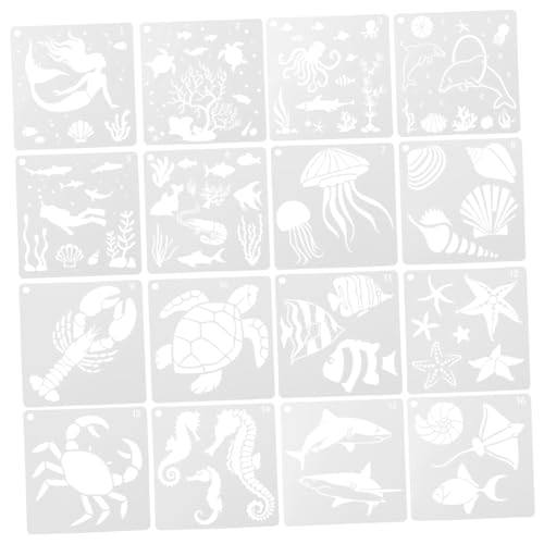 EXAOMBLE 16Stücke Teiliges Schablonen für DIY Projekte Wiederverwendbare Vorlagen für Wände Möbel und Böden mit Ozeanmotiven Kreativität EXAOMBLE 16Stücke Teiliges Schablonen für DIY Projekte Wiederverwendbare Vorlagen für Wände Möbel und Böden mit Ozeanmotiven Kreativität von EXAOMBLE