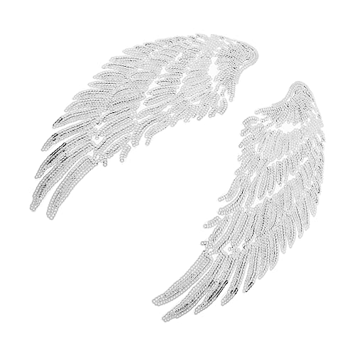 EXAOMBLE 1Paar Glitzer Pailletten Aufnäher Engel Wings Applikation für DIY Kleidung Hochwertige Stoffpatches für Jeans Taschen und Glänzende Dekoration von EXAOMBLE