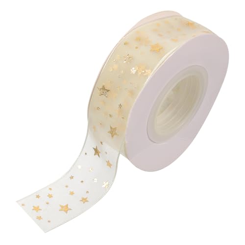EXAOMBLE 1Rolle Geschenkverpackungsband Goldfarbenem Sternen Organza Perfektes DIY Band für Hochzeiten Babypartys und Kreative Dekorationen EXAOMBLE 1Rolle Geschenkverpackungsband Goldfarbenem Sternen Organza Perfektes DIY Band für Hochzeiten Babypartys und Kreative Dekorationen von EXAOMBLE