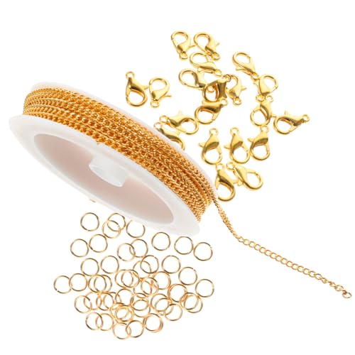 EXAOMBLE 1Satz DIY Schmuckzubehör Metallkette mit Hummerverschlüssen und Sprungringen für Armbänder und Halsketten Goldfarbig für Handwerksprojekte von EXAOMBLE