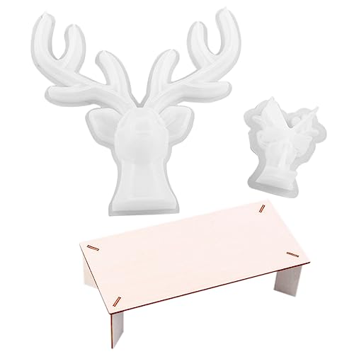 EXAOMBLE 1Satz DIY Silikonformen für Epoxidharz Geweih Ornament Gussformen mit Halterung Multifunktionale Bastelformen für Weihnachten und für Bastelprojekte von EXAOMBLE