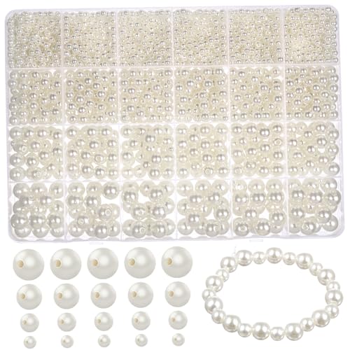 EXAOMBLE 1Satz Künstliche Perlen Runde Weiße Perlen mit Elastischem Schnur für Schmuckherstellung DIY Armbänder und Bastelprojekte EXAOMBLE 1Satz Künstliche Perlen Runde Weiße Perlen mit Elastischem Schnur für Schmuckherstellung DIY Armbänder und Bastelprojekte von EXAOMBLE