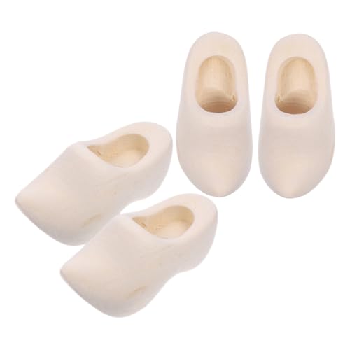 EXAOMBLE 2 Paare Unbemalte Holzschuhe für Puppenhaus Mini Klompen Dekoration Diy Bastelzubehör für Gestaltung und Spielspaß von EXAOMBLE