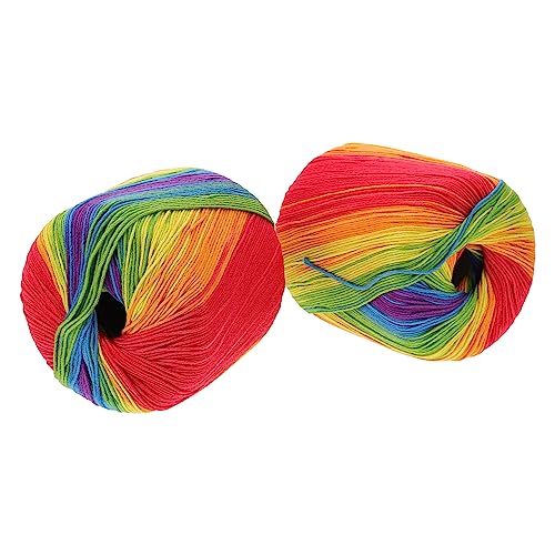 EXAOMBLE 2 Rollen Regenbogen Baumwollgarn DIY Handarbeiten Häkelgarn für Stricken und Farben für Anfänger und Kreative Projekte von EXAOMBLE