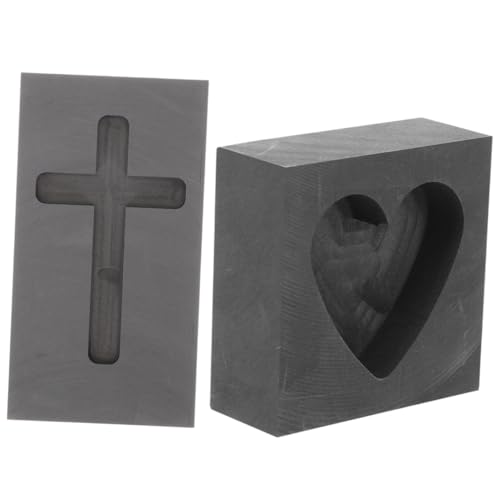 EXAOMBLE 2 Stck Graphit Gießformen Herzform und Kreuzform für DIY Goldguss Langlebig und Einfach zu Verwenden für Kreative Bastelprojekte und EXAOMBLE 2 Stck Graphit Gießformen Herzform und Kreuzform für DIY Goldguss Langlebig und Einfach zu Verwenden für Kreative Bastelprojekte und von EXAOMBLE