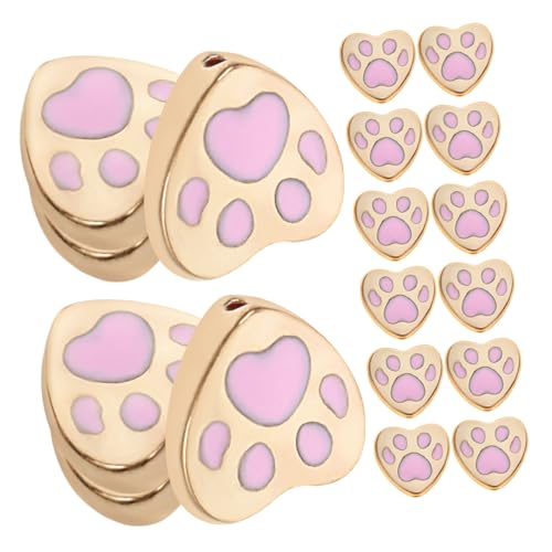 EXAOMBLE 20 Stück Teiliges DIY Schmuckset mit Rosa Hundepfoten und Herzperlen aus Legierung Kleine Lochperlen für Halsketten Armbänder Vielseitig für Schmuckherstellung und Hundeliebhaber von EXAOMBLE