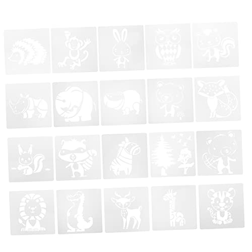 EXAOMBLE 20 Stück Teiliges Tier Schablonen für Wiederverwendbare Kunststoff Malschablonen mit Cartoons für Bastelprojekte Stoffmalerei Scrapbooking und Wanddekoration von EXAOMBLE