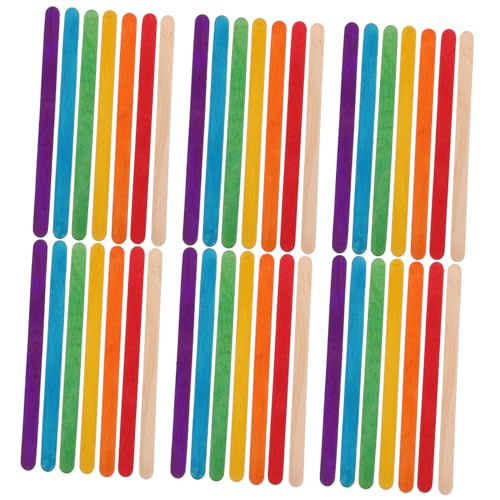 EXAOMBLE 200 Stück Bunte Jumbo Eislöffel Holz für Diy Bastelprojekte Langlebige und Sichere Holzstäbchen für Kunsthandwerk für Klassenzimmer und Haushaltsprojekte von EXAOMBLE