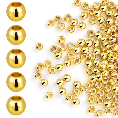 EXAOMBLE 200 Stück Goldfarbene Handwerksperlen Runde Spacerperlen mit Vorgebohrten Löchern für DIY Armband und Schmuckherstellung Glänzende Metallperlen für Bastelprojekte EXAOMBLE 200 Stück Goldfarbene Handwerksperlen Runde Spacerperlen mit Vorgebohrten Löchern für DIY Armband und Schmuckherstellung Glänzende Metallperlen für Bastelprojekte von EXAOMBLE