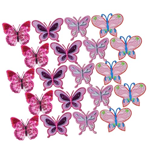 EXAOMBLE 20Stücke Schmetterlings Stickflecken für DIY Kleidung Langlebige Eisenpatches für Designs zum Aufbügeln Taschen Rucksäcken und Kleidung für Erwachsene von EXAOMBLE