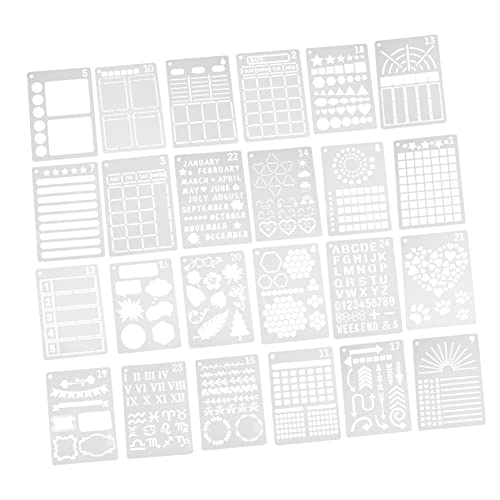 EXAOMBLE 24 Stück Teiliges Set Journalschablonen Wiederverwendbare Malvorlagen für Scrapbooking und DIY Zeichnungen für Notizbücher und Kreative Projekte EXAOMBLE 24 Stück Teiliges Set Journalschablonen Wiederverwendbare Malvorlagen für Scrapbooking und DIY Zeichnungen für Notizbücher und Kreative Projekte von EXAOMBLE