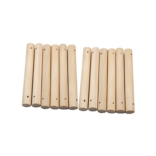 EXAOMBLE 25 Stück Teiliges Runde Holzstäbe mit Loch Stabile Holzstäbchen für DIY Haustiertreppe Modellbau Basteln und Holzarbeiten Langlebiges Naturholz Glatte Oberfläche von EXAOMBLE