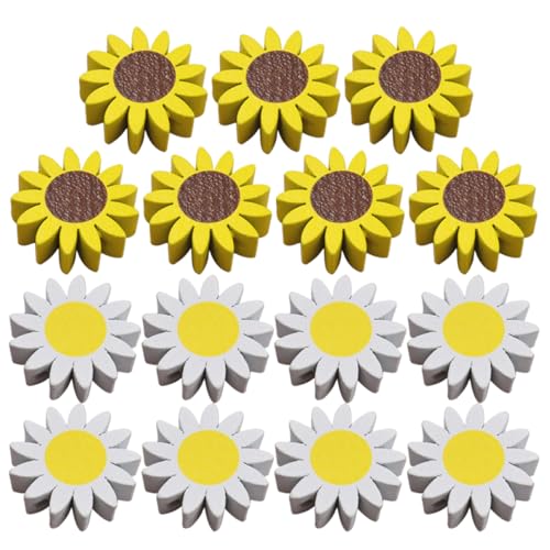 EXAOMBLE 30Stücke Sonnenblumen Holzperlen DIY Bastelzubehör Natürliche Holzperlen für Girlanden Perlen zum Auffädeln Zufällige Farben für Schmuckprojekte von EXAOMBLE