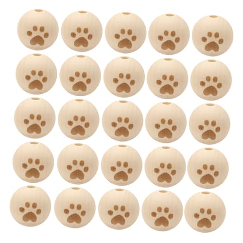 EXAOMBLE 30pcs Natural Holzperlen Für DIY -schmuck, Die Ein Großes Loch Rund Holzperlen Footprint Design Ideal Für Schmuck Machen DIY Garland Wohneinrichtung von EXAOMBLE
