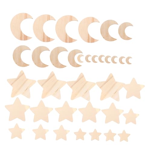 EXAOMBLE 36 Stück Unvollendete Holzscheiben Stern und Mondform DIY Holz Ausschnitte für Handwerk Heimdekoration und Feste Sterne Monde EXAOMBLE 36 Stück Unvollendete Holzscheiben Stern und Mondform DIY Holz Ausschnitte für Handwerk Heimdekoration und Feste Sterne Monde von EXAOMBLE