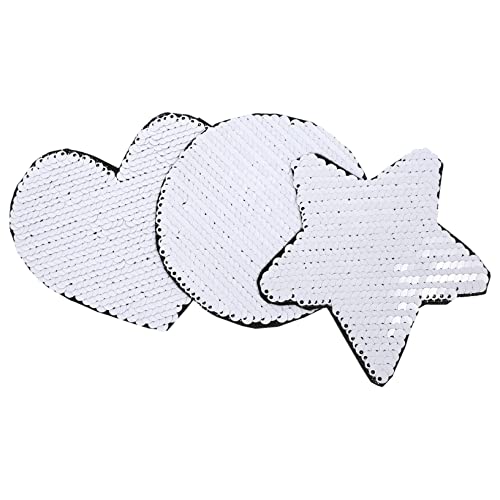 EXAOMBLE 3Stücke Glitzer Pailletten Patches Für Kleidung DIY Aufnäher Für Reparaturen Und Dekoration Herz Stern Für Jeans Jacken Und Handtaschen von EXAOMBLE