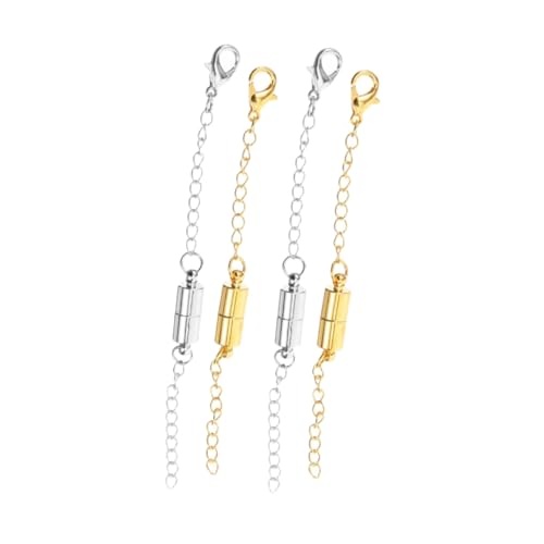 EXAOMBLE 4 Paare Kettenverlängerung Magnetverschluss für Armbänder und Teiliges Gold und Silber für DIY Schmuckherstellung Starke und Langlebige Materialien Glänzende Oberflächen für von EXAOMBLE