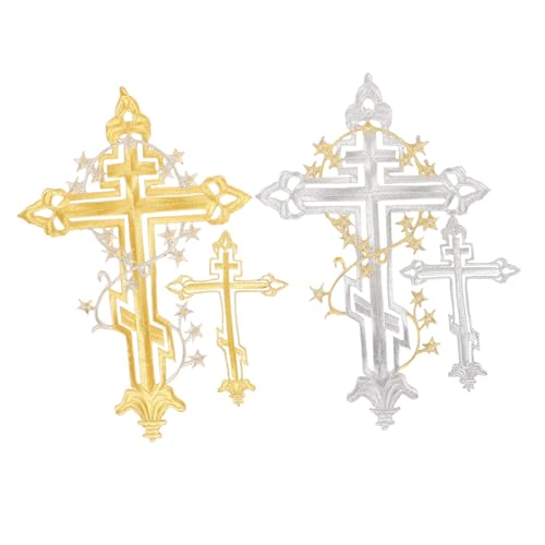 EXAOMBLE 4 Stück Dekorative Kreuz Patches zum Aufbügeln DIY Stoffaufnäher für Kleidung Taschen Hüte Jeans und Mehr und Bequeme Reparatur und Dekorationslösung von EXAOMBLE