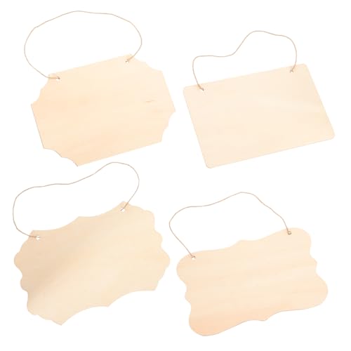 EXAOMBLE 4 Stück Holzschild Unbehandelt für DIY Handwerk Hängedekoration für Tür Wand Fenster Robustes Material zum Basteln mit Freunden und Familie für Persönliche Gestaltung und Kreative von EXAOMBLE