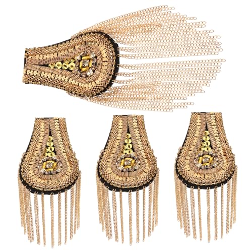 EXAOMBLE 4 Stück Teiliges Tassel Link Chain Epauletten Schulterabzeichen mit Perlen und Kristallen Elegante Kostüm schulterklappen für Karneval Partyzubehör und Cosplay outfits von EXAOMBLE