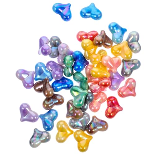 EXAOMBLE 40Stücke Acrylperlen Herzform Handgefertigte DIY Schmuckperlen für Armbänder Ketten und Schlüsselanhänger Hochwertige Farbenfrohe Spacer Perlen Acryl von EXAOMBLE