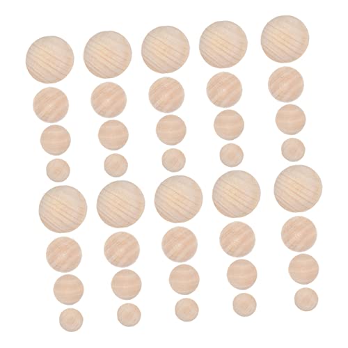 EXAOMBLE 40Stücke Holzhalbkugeln für Graffiti DIY Mini Hemisphären Unvollendete Holzperlen für Bastelprojekte Sicher und Langlebig von EXAOMBLE