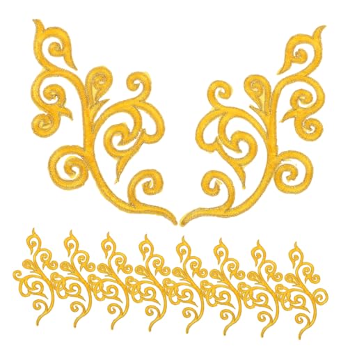 EXAOMBLE 5 Paare Gestickter Stoffaufnäher Blumenapplikationen für Kleidung Aufnäher mit Blumenapplikation Western-Applikationen gestickte Aufnäher mit Blumen Nylon Gelb von EXAOMBLE