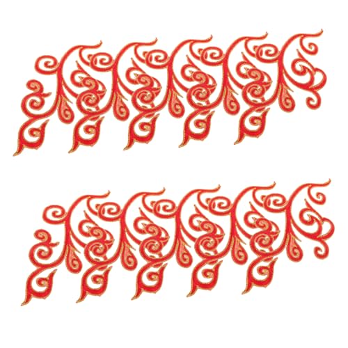 EXAOMBLE 5 Paare Gestickter Stoffaufnäher Stickerei-patch-blumen Aufnäher Mit Blumenstickerei Aufnäher Mit Blumenapplikation Western-applikationen Blume Patches Zum Aufnähen Rot Baumwolle von EXAOMBLE