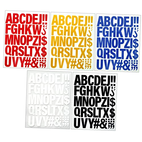 EXAOMBLE 5 Stück Bügelbuchstaben Aufbügelbare Buchstaben Patches für DIY Kleidung Vielseitig Einsetzbar für Dekoration und Personalisierte Designs Gelb Weiß Blau Rot und Schwarz von EXAOMBLE