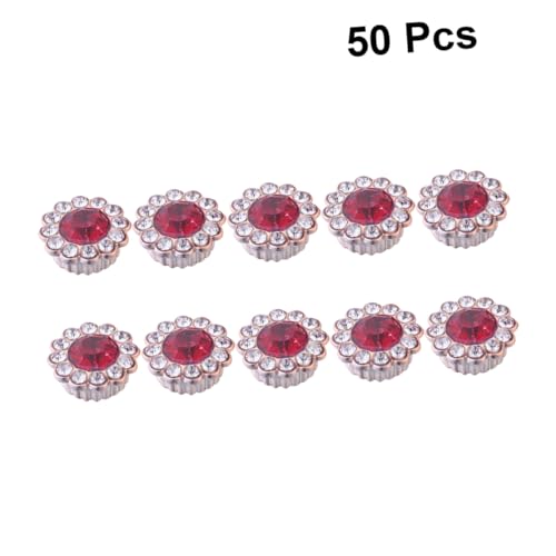 EXAOMBLE 50 Stück Abs Blumenform Klebeverzierung für Haarschmuck DIY Basteldekoration Rot für Kleidung Taschen und von EXAOMBLE