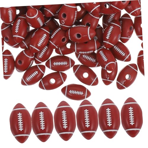 EXAOMBLE 50 Stück Braune Football Perlen DIY Schmuckzubehör für Halsketten Armbänder Kreative Sportcharms Basteln Geschenkideen von EXAOMBLE