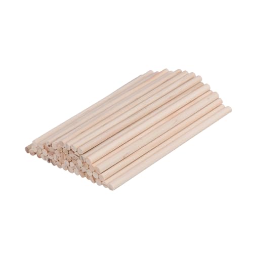 EXAOMBLE 50 Stück DIY Holzstäbe Unbehandelt Rund Bastelmaterial für Kreative Projekte Robust und Wiederverwendbar für Modellbau und Handwerk für DIY Ideen von EXAOMBLE