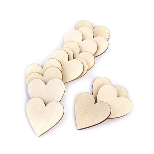 EXAOMBLE 50Stücke Herz Holzscheiben für DIY Bastelprojekte Unvollendete Log Discs Palisander für Hochzeitsdeko Scrapbooking und Gestaltung von EXAOMBLE