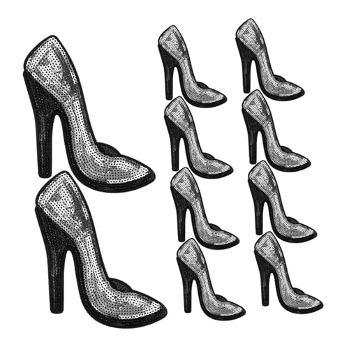 EXAOMBLE 5Paare High Heel Applikationen Silberfarbene Stickerei Patches für Kleidung Taschen und DIY Dekoration zum Ausbessern und Verzieren von Textilien und Accessoires EXAOMBLE 5Paare High Heel Applikationen Silberfarbene Stickerei Patches für Kleidung Taschen und DIY Dekoration zum Ausbessern und Verzieren von Textilien und Accessoires von EXAOMBLE