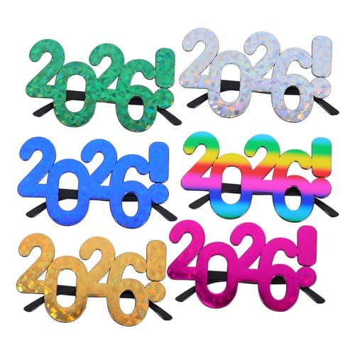 EXAOMBLE 6 Stück Partybrillen Bunte Farben Auffälliges Design Leichte Tragbare Silvester und Abschlussfeier Accessoires Vielseitig Einsetzbar für Weihnachts und Neujahrsfeiern von EXAOMBLE