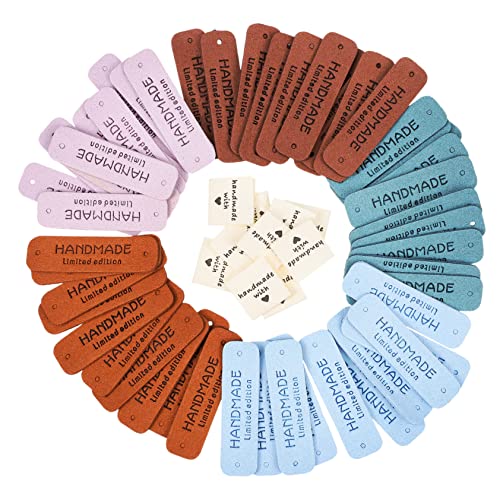 EXAOMBLE 60 Stück Handgemachte Stoffetiketten Geprägte Labels für Kleidung Taschen Schuhe und Hüte in Farben für DIY Accessoires und Kreative Projekte von EXAOMBLE