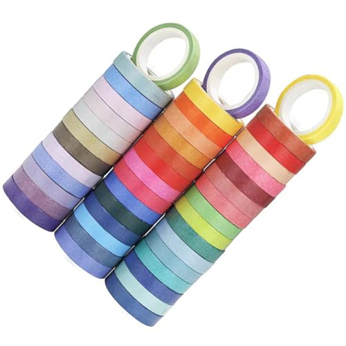 EXAOMBLE 60Rollen Farbiges Washi Tape Dekorative Klebebänder für DIY Scrapbooking Geschenkverpackung und Kreative Projekte für Handkonten und Urlaubsdekorationen von EXAOMBLE